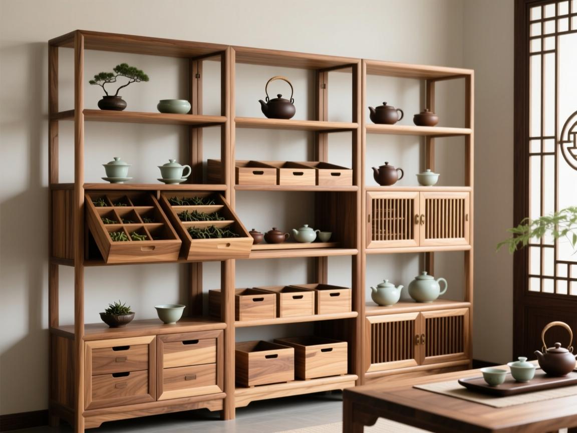家用实木茶叶架选购指南：防潮保鲜、分类收纳、壁挂模块化与新中式茶空间搭配