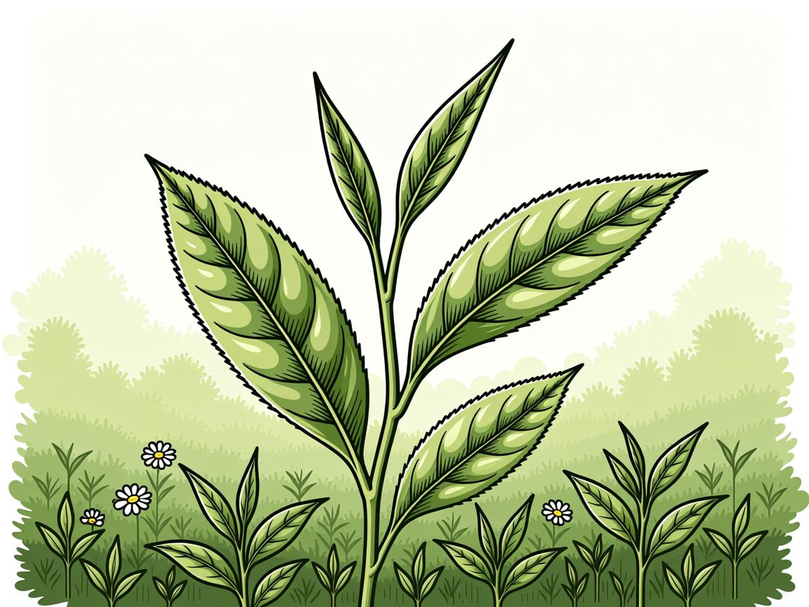 茶叶手绘入门教程：零基础学画芽毫叶脉与茶文化场景插画